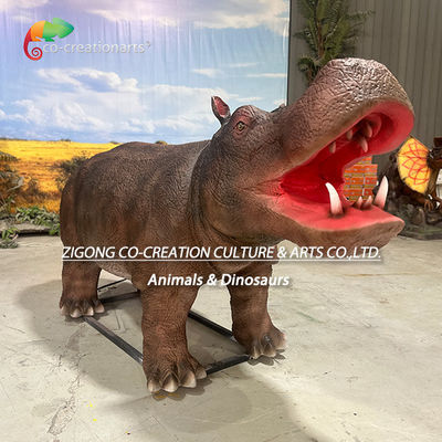 Realistyczne zwierzęta animatroniczne symulujące hipopotam dla dekoracji parku zoologicznego