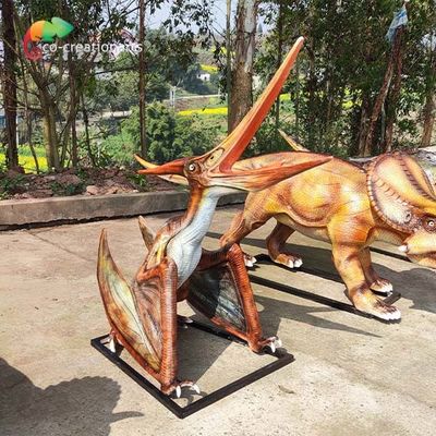 Dobra cena. 3D włókno szklane realistycznie wyglądające dinozaury walczące Pterosauria Statueta na zewnątrz w Internecie
